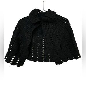 Vintage Black Crocheted Capelet Sweater Women’s S